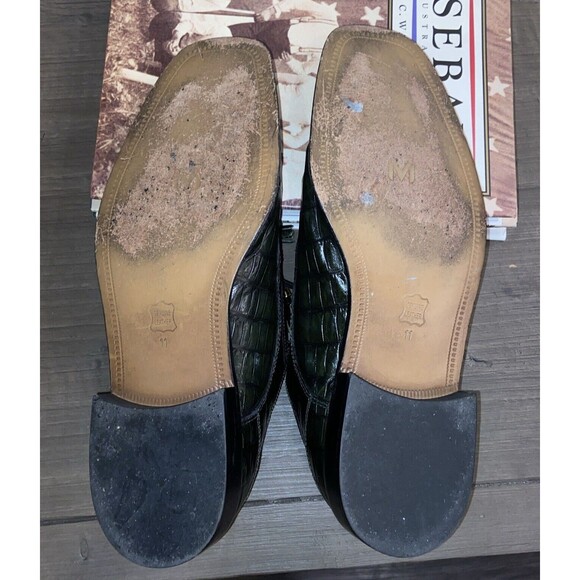 Marco Vicci NICHOLS Croc Embossed Tassel Dress Shoes Dark Green Vintage Size 11M main image 12